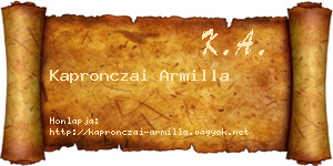 Kapronczai Armilla névjegykártya