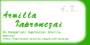 armilla kapronczai business card